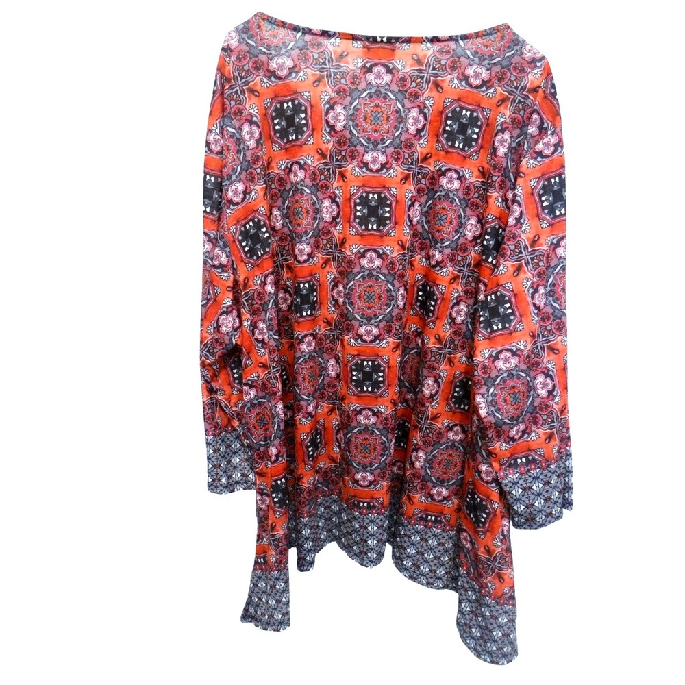 Ruby Rd Woman Orange Mandala Print Embellished Tunic Top 3X - Picture 2 of 4